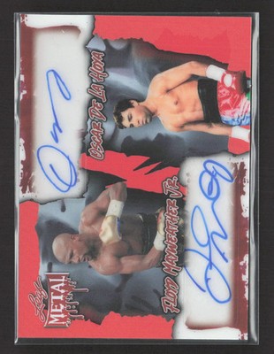 2025 Leaf Metal Floyd Mayweather Jr. Oscar De La Hoya #DA-10 Red Dual 2/5 Auto
