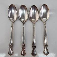 Old Company Plate SIGNATURE ROSE Silverplate Dinner Spoons 4 Pc Monogram C 6"
