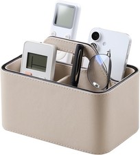 Caddy Organizer W/ Handle PU Leather Remote Control Holder Desk Caddy Portable