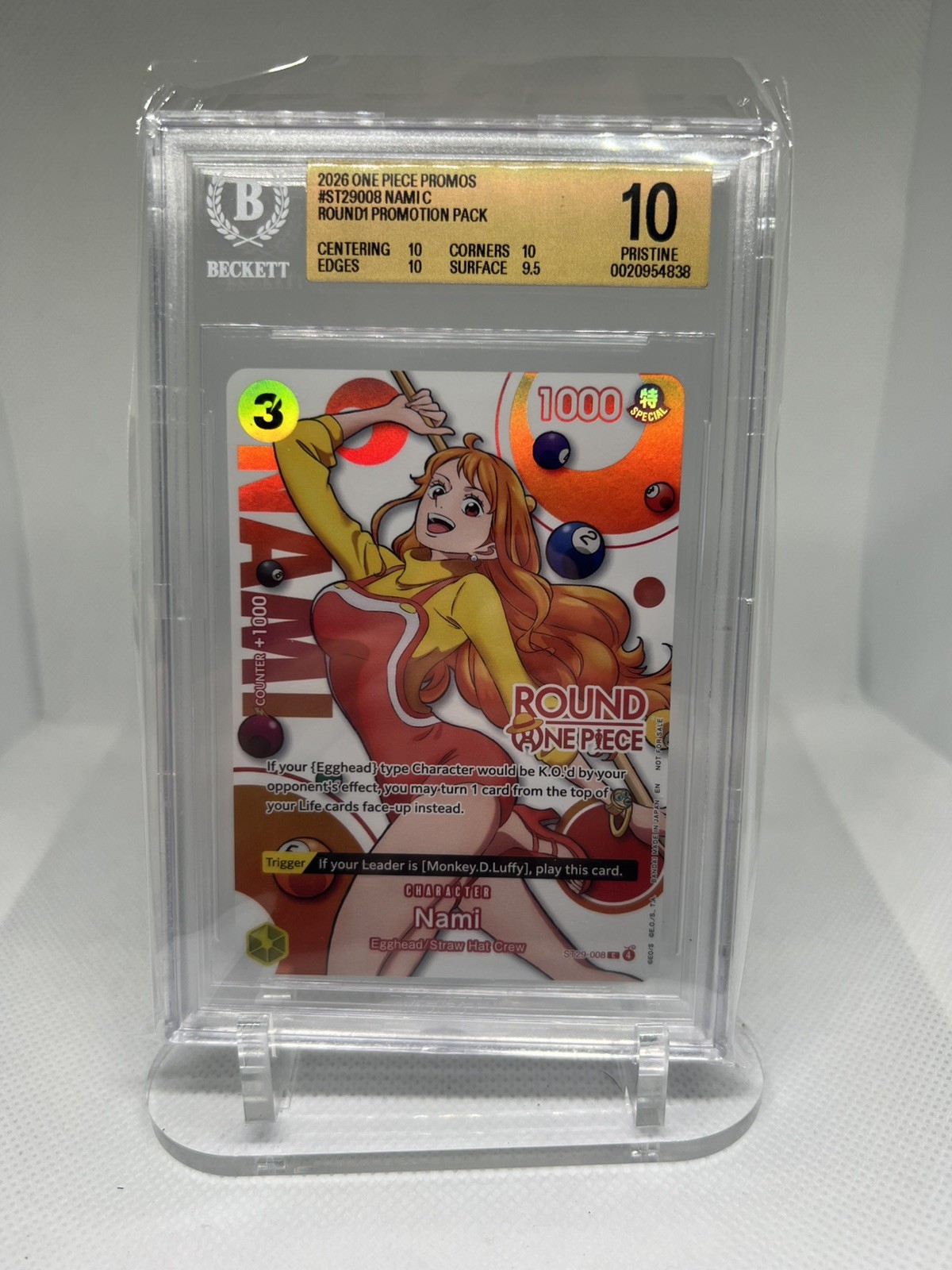 2026 One Piece Round One Promo English - Nami ST29-008 BGS 10 Pristine