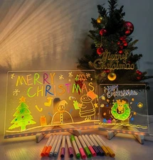 2 Set LED Note Board with Colors, Glowing Acrylic Dry Erase Board, 11.8 x 7.8...