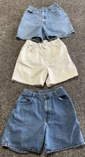 Vintage Gitano Women's Shorts Size 10 Blue Denim & Ivory High Rise 6" Lot Of 3 