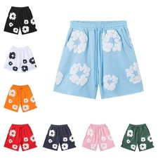 Herren Baggy Sport Shorts Hip-Hop Weite Hose Denim Tränen Vintage Mode NEU