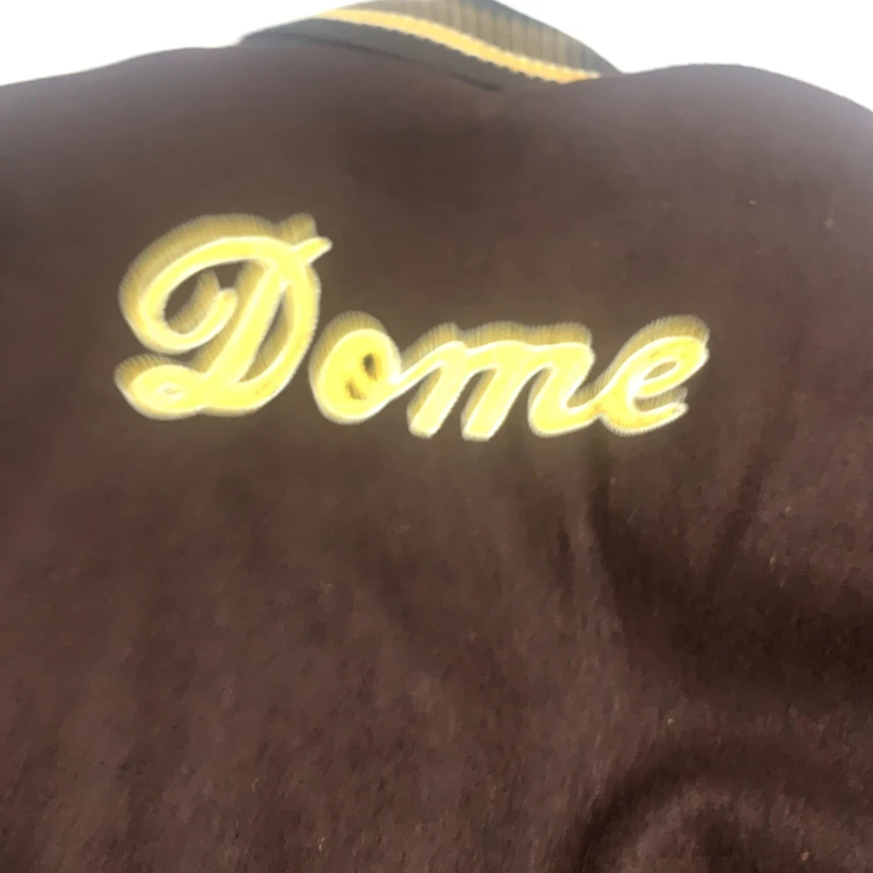 Chaqueta Universitaria Vintage Lana/Cuero Marrón Chocolate/Blanco roto Hecha en EE. UU. L Foto 4 de 4