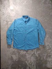 Vtg Lands End Shirt Mens L 16-16.5 Lt. Blue Button Up Canvas 90s USA Outdoor