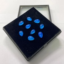 AAA Natural Blue Chalcedony Cabochon Pear Shape Loose Gemstone