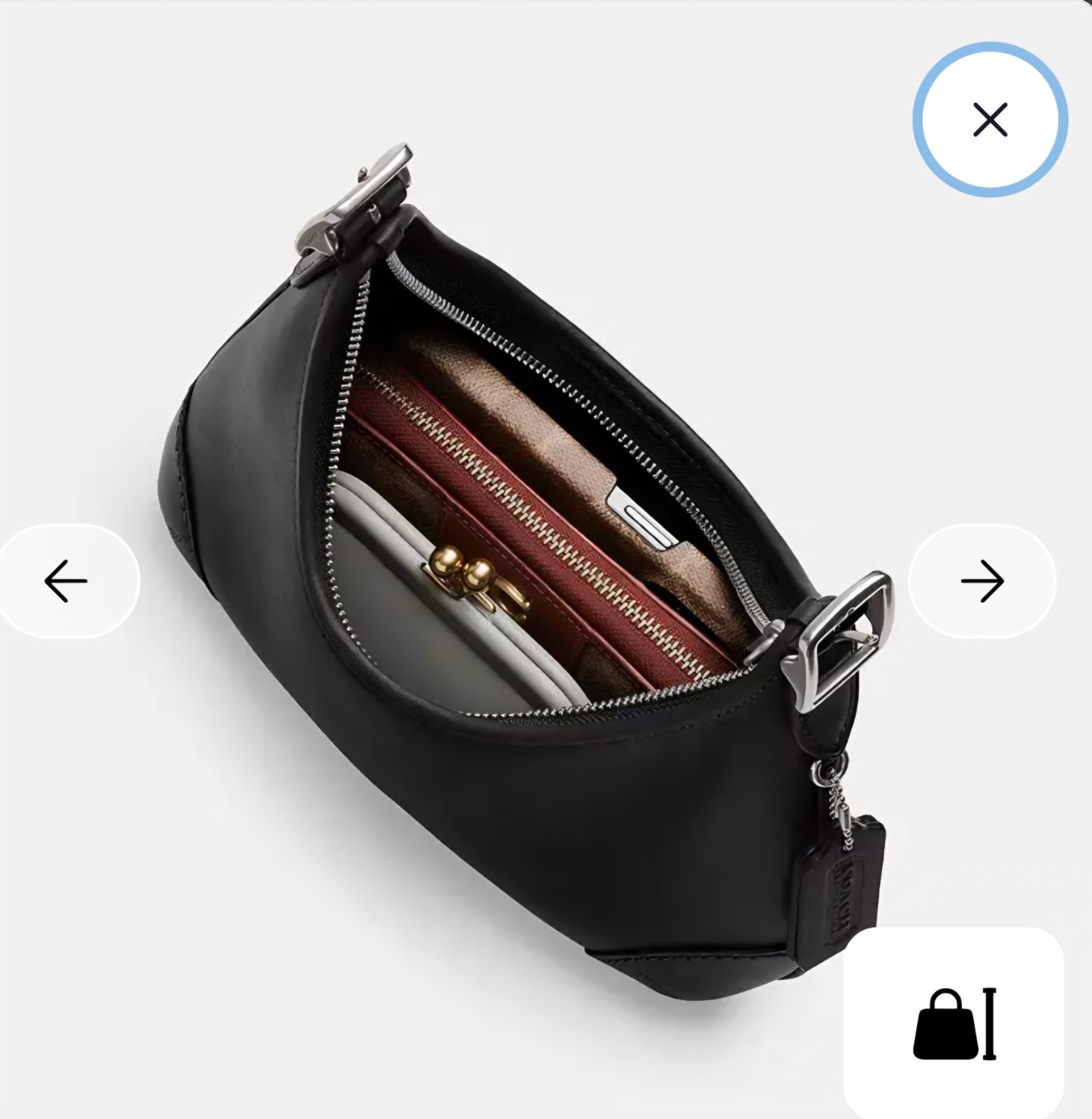 NWT Coach Hamptons Hobo Black Leather Bag Silver Hardware with Dust Bag CW642 image 5