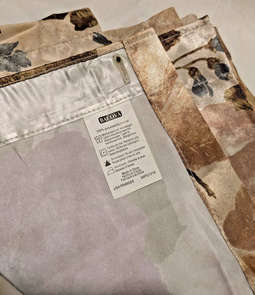 Cortina de ducha Bacova ciruela azul oliva floral sobre beige satinado 72x72 Foto 3 de 4