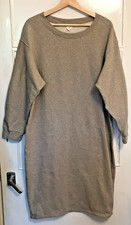 Arket beige/grey midi cosy sweatshirt dress, fleecy cotton, size medium (12-14)
