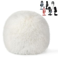 Yeti Microphone Windscreen Cover, White Furry Pop Filter Foam Microphone