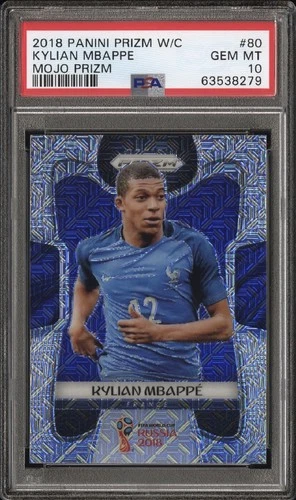 2018 Panini World Cup Kylian Mbappe Mojo Prizm PSA 10 France Real Madrid