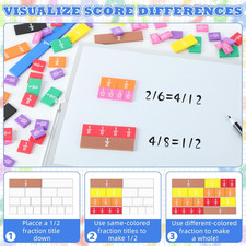 Jumbo Magnetic Fraction Tiles 16" Rainbow Teacher Math Manipulatives Learning