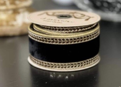 D.Stevens Elegant Black Velvet & Crystal Trim 2.5 inch Ribbon Christmas Crafts - Picture 3 of 5