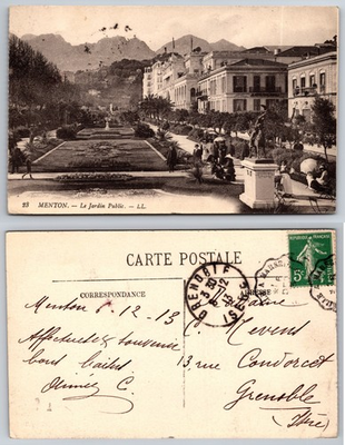 #ad Menton France Jardin Public Park Postcard $3.99