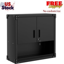 Heavy Duty Steel Garage Wall Cabinet, Floating Hanging Storage Organizer, Black