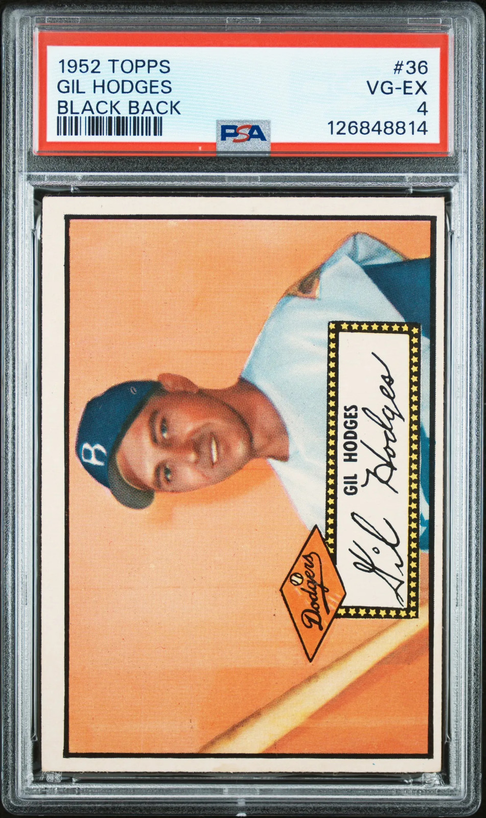 1952 Topps #36 Gil Hodges Black Back PSA 4 VG-EX (814)!!