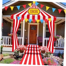 5 Pcs Carnival Circus Decorations Red White Striped Tent Awning