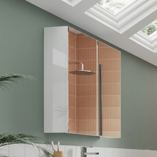 Nuie Athena Mirrored Cabinet (50/50) 800mm Wide - Gloss White