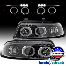 Fits 1999-2001 Audi A4 S4 Dual Halo Projector Headlight LED Bar Lamps Black