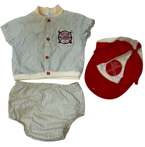 Vintage 1950s Baby Boy Baseball Outfit "Little Slugger" Jersey Shirt Pants & Hat