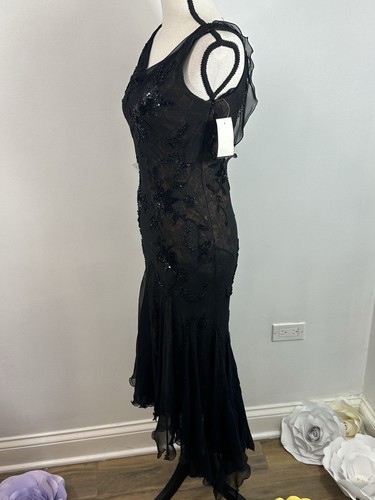 Sue Wong Nocturne Vintage Silk Black/Copper Silk Beaded Gown Dress Size 4 - Picture 4 of 12