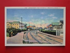 Wrightsville Beach,  NC.  Looking South From Station No.1 - Early Linen Postcard