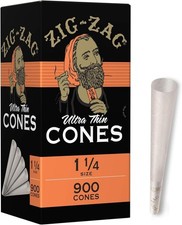 ZIG-ZAG Pre-Rolled Cones 1 1/4 Size Ultra Thin Natural Rolling Cones Bulk 900ct