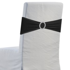 10Pcs Chair Bow, 350x130mm Stretch Band with Buckle Slider Black 