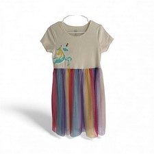 Wonder Nation Girls' Unicorn Tutu Dress with A Rainbow Tulle Skirt. Size XL 14
