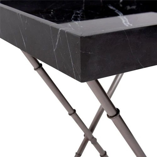 Talbot Marble Tray Table with Titanium Folding Base - Picture 7 of 7