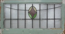 LARGE ABSTRACT TRANSOM OLD ENGLISH LEADED STAINED GLASS WINDOW 37.75" X 20"