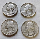 1952 D, 1953 D 1954P&D🔥Washington Quarters $1 Face 90%Silver-Lot of 4🔥#W81
