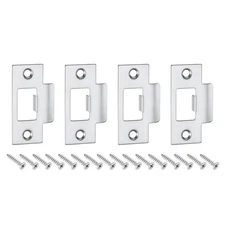 4Pcs 70mm x 40.3mm Stainless Steel Door Latch Deadbolt Strike Plate Silver