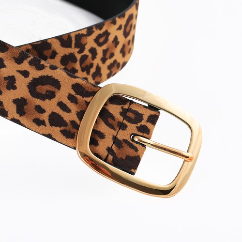 Talbots leopard print gold square button dress genuine leather wide belt women - Picture 6 of 6
