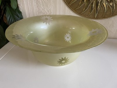 Vintage MCM 60er Milchglas Celestial Sun Sun Sunburst Obst Display Schale 32cm