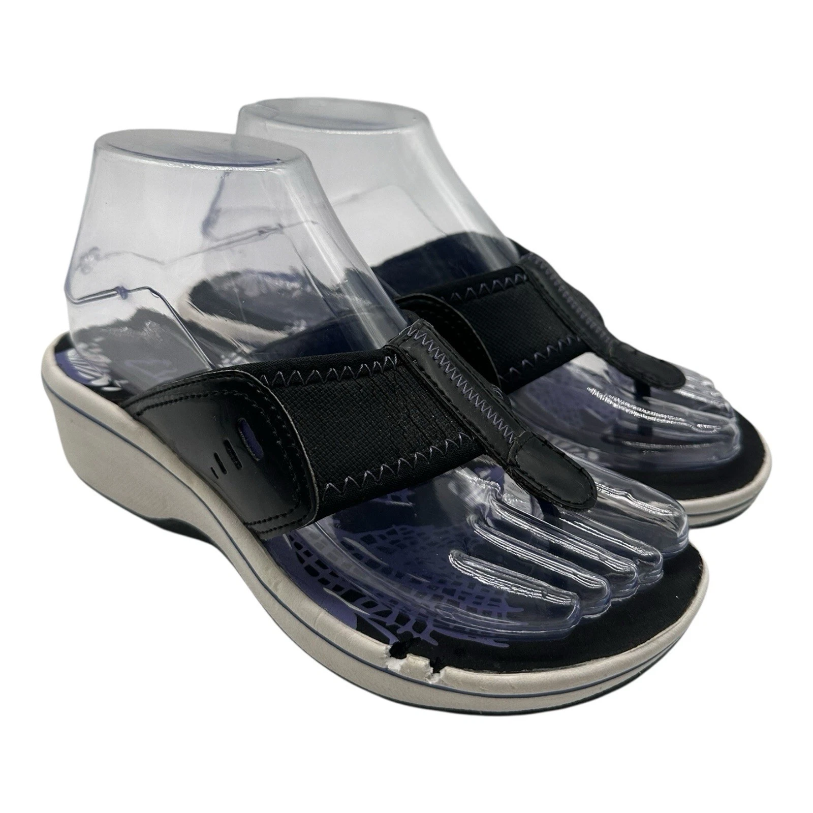 Sandali donna Clarks zeppa taglia 6 nero viola bianco infradito infradito