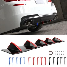 Universal Rear Bumper Diffuser Lip Shark Fins Spoiler Splitter Wing Racing New