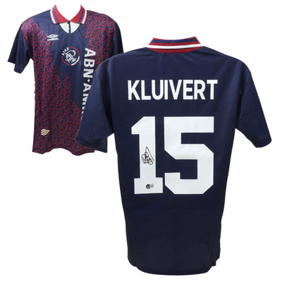 Patrick Kluivert Signed AFC Ajax Away Soccer Jersey #15 with