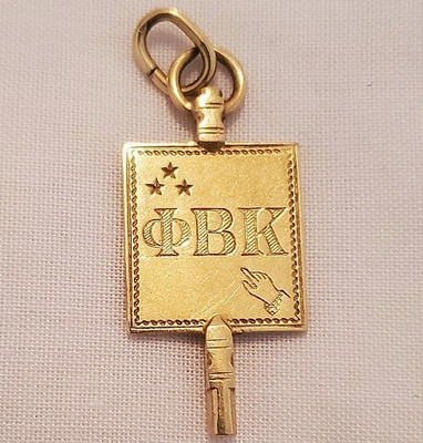 Vintage 10Kt Gold (6.18Gms)**YALE** PHI BETA KAPPA Honor Society Key/Fob/Pendant