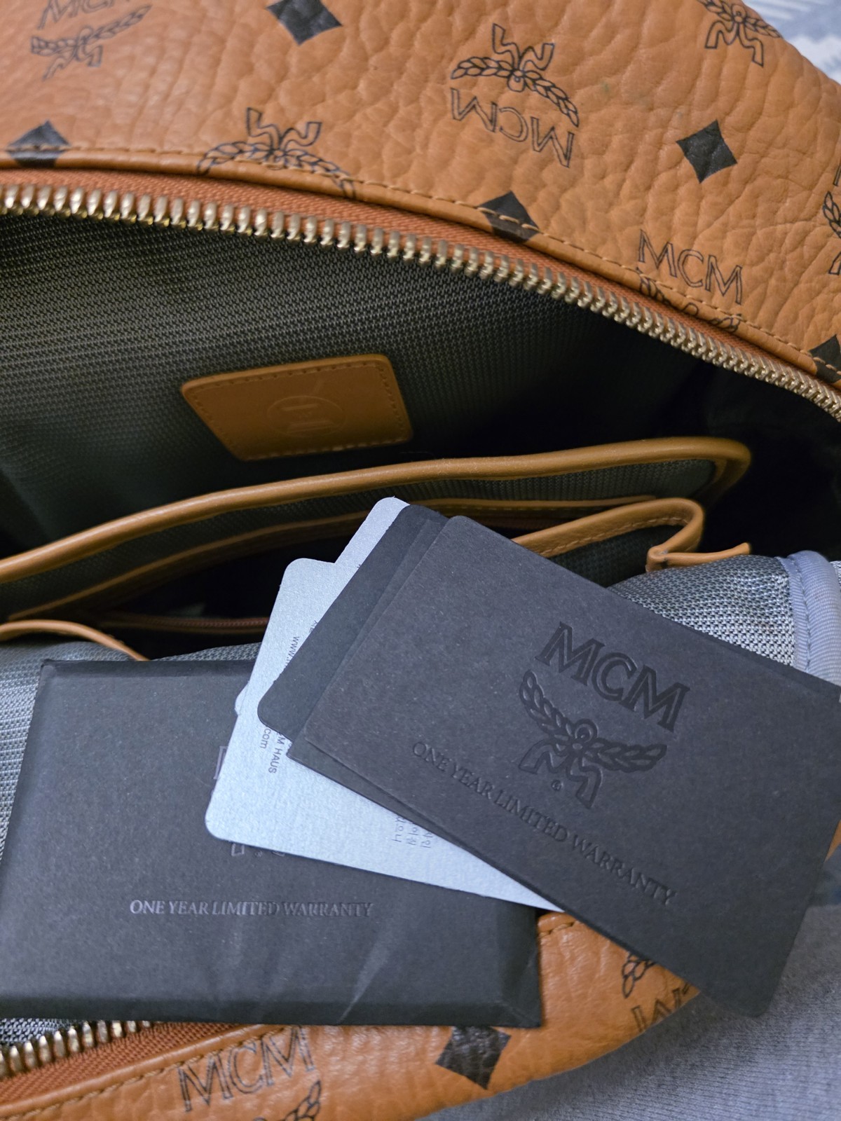 Authentic MCM Visetos Monogram Print Studded Cogn… - image 22