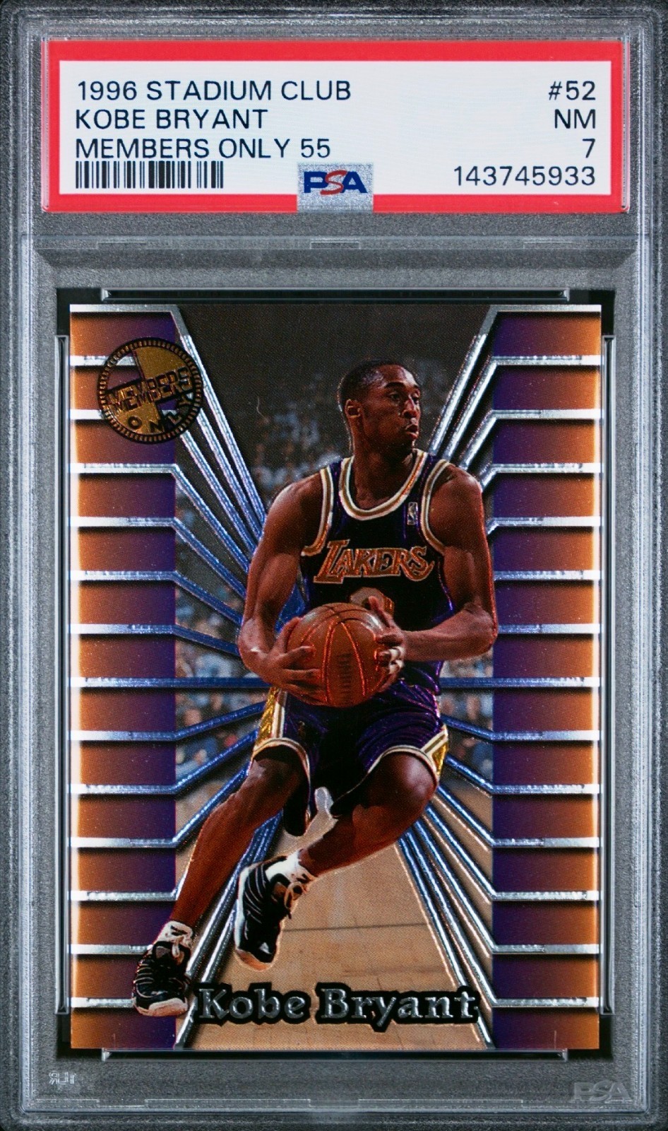 1996-97 Stadium Club #52 Kobe Bryant Members Only 55 Rookie RC PSA 7 Near Mint view 2
