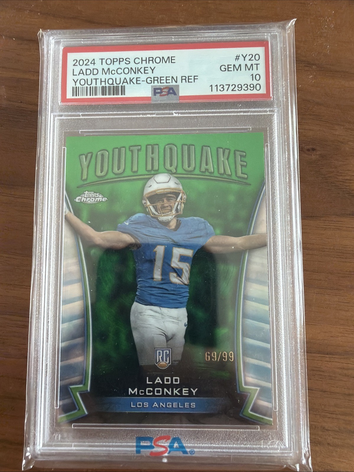 Ladd McConkey Topps Chrome Youthquake #Y20 Green Refractor