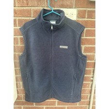 Columbia Mens Fleece Vest Navy Blue Size Large L Full Zip Pockets