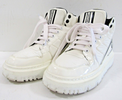 DIOR D-Player Quilted Nylon Height Top Sneakers White Women s EU37.5 US7.5