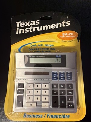 Vintage Texas Instruments BA-20 Profit Manager Solar Powered Calculator NEW