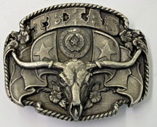 The State of Texas Siskiyou N-67 Belt Buckle 1995 Longhorn Skull Lone Star Flag