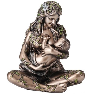 Veronese Design 4 3/8 Inch Mother Earth Gaia Nurturing Baby Resin Miniature