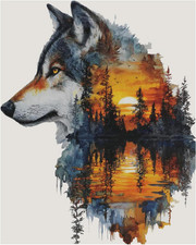 Wolf Paint by Numbers Kit for Adults, Wolf Painting by Numbers, Adult Paint by N