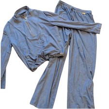 St. John Sport Track Suit Marie Gray Velour In Light Blue Long Sleeve Set Pants