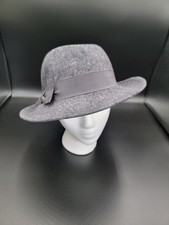 Street Smart by Betmar Women's Gray Wool Felt Fedora Hat Bow Band Made USA